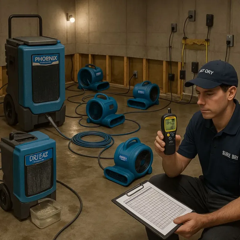 Structural Drying and Dehumidification process in South Boston, MA